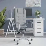 vidaXL B&uuml;rostuhl mit Massagefunktion Hellgrau Stoff