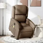 vidaXL Elektrischer Massagesessel mit Aufstehhilfe Braun Stoff