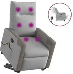 vidaXL Massagesessel mit Aufstehhilfe Elektrisch Wolkengrau Stoff