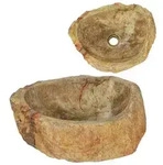 vidaXL Waschbecken 45x35x15 cm Fossil-Stein Cremewei&szlig;