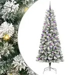 vidaXL K&uuml;nstlicher klappbarer Weihnachtsbaum Gr&uuml;n und Wei&szlig; 240 cm