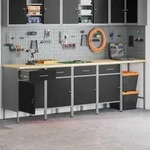 vidaXL 5-tlg. Werkstatteinrichtung-Set Schwarz Holzwerkstoff