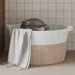 vidaXL Aufbewahrungskorb Braun und Wei&szlig; &Oslash;40x25 cm Baumwolle