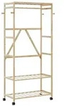 vidaXL Kleiderst&auml;nder mit Ablagen und Rollen 90x40x179,5 cm Bambus