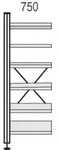 Bibliotheks-Regal libra Regalfeld BxTxH 75x25x230cm schwarz/lichtgrau