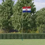 vidaXL Flagge Kroatiens mit Mast 5,55 m Aluminium