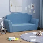vidaXL Kindersofa 2-Sitzer Blau Weich Pl&uuml;sch
