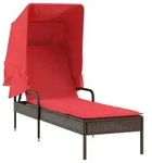 vidaXL Sonnenliege mit Sonnendach Braun Polyrattan
