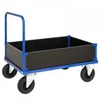 Kongamek Kastenwagen in blau 1200x800x900mm mit verzinkter Ladefl&auml;che, Schiebegriff