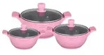 Kochtopfset 20-24-28cm 6-tlg Topf Induktion Alu Guss Geschirr Pink