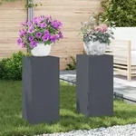 vidaXL Outdoor-Pflanzens&auml;ulen 2 Stk. Anthrazit 24x24x55 cm Stahl