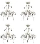 vidaXL Kristall-Deckenleuchte Kronleuchter 4 Stk. Elegantes Wei&szlig;