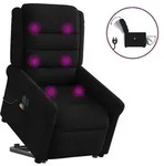 vidaXL Elektrischer Massagesessel mit Aufstehhilfe Schwarz Stoff
