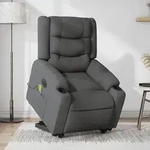 vidaXL Elektrischer Massagesessel mit Aufstehhilfe Dunkelgrau Stoff