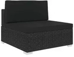 vidaXL Mittelsofa mit Kissen Modular Poly Rattan Schwarz