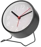 Runder Analogwecker mit Metallfu&szlig; und Snooze Funktion Schwarz