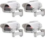 4x Dummy Premium Solar &Uuml;berwachungs Kamera Attrappe Au&szlig;en blinkende LED