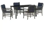vidaXL Garten Essgruppe mit Kissen 5 pcs Grau und Schwarz Rattan