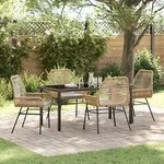 vidaXL 5-teiliges Garten-Ess-Set mit Kissen Braun Poly Rattan