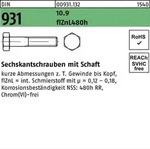 Sechskantschraube DIN 931 Schaft M24x 110 10.9 flZnL/nc/x/x/480h/C 10 St&uuml;ck