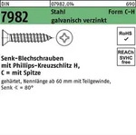 Senkblechschraube DIN 7982 PH/Spitze C 6,3x80-H Stahl galv.verz. 250St.