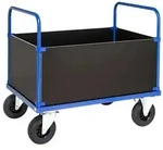 Kongamek Kastenwagen in blau 1200x800x900mm mit verzinkter Ladefl&auml;che und 4 W&auml;nden