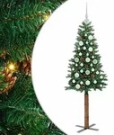 vidaXL Schlanker Weihnachtsbaum mit 150 LEDs mit St&auml;nder Gr&uuml;n 150 cm