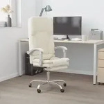 vidaXL B&uuml;rostuhl mit Massagefunktion Creme Kunstleder