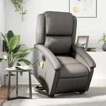 vidaXL Massagesessel mit Aufstehhilfe Elektrisch Grau Echtleder