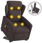 vidaXL Massagesessel mit Aufstehhilfe Dunkelbraun Stoff