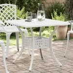 vidaXL Gartentisch Wei&szlig; 80x80x75 cm Aluminiumguss