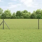 vidaXL Schwei&szlig;drahtzaun mit 7 Pfosten Grau 0.4x10 m Stahl