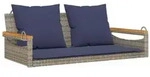 vidaXL H&auml;ngebank mit Kissen Grau 109x62x40 cm Poly Rattan