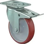 Lenkrolle D.125mm Trgf.175kg m.Festst.PU 104x80mm rot BS ROLLEN