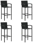 vidaXL Barhocker 4 Stk. Schwarz Poly Rattan