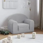 vidaXL Schlafsofa f&uuml;r Kinder Hellgrau Weich Pl&uuml;sch