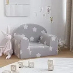 vidaXL Kindersofa Hellgrau mit Sternen Weich Pl&uuml;sch