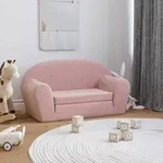 vidaXL Kinder-Schlafsofa 2-Sitzer Rosa Weicher Pl&uuml;sch