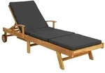 vidaXL Sonnenliege 1-Person Braun und Dunkelgrau Massivholz Teak