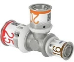 Uponor T-St&uuml;ck S-Press PLUS reduziert aus Messing, verzinnt 25x20x16mm