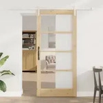 vidaXL Schiebet&uuml;r mit Beschl&auml;gen 'ORKDAL'aus Holz & Glas