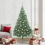 vidaXL K&uuml;nstlicher vorbeleuchteter Weihnachtsbaum Gr&uuml;n 210 cm PVC