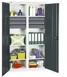 TM Werkzeug- und Materialschrank 3000, RAL 7035/7016, 6 Schubladen, 6 Wannen