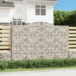 vidaXL Gabionen mit Hochbogen 2 Stk. 300x30x200/220cm Verzinktes Eisen