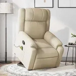 vidaXL Massagesessel mit Aufstehhilfe Creme Stoff