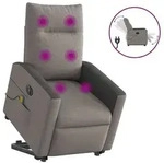 vidaXL Elektrischer Massagesessel mit Aufstehhilfe Taupe Stoff