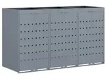 vidaXL Wagenm&uuml;llbeh&auml;lter f&uuml;r 3 Beh&auml;lter Hellgrau 204 x 77,5 x 121,5 cm