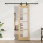 "vidaXL Schiebet&uuml;r mit Hardware-Set "ORKDAL" aus massivem Holz & Glas"