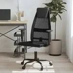 vidaXL B&uuml;rostuhl H&ouml;henverstellbar Schwarz Netzstoff und Kunstleder