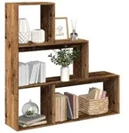 vidaXL Raumteiler-B&uuml;cherregal 3 Stufen Altholz-Optik 123x29x123 cm